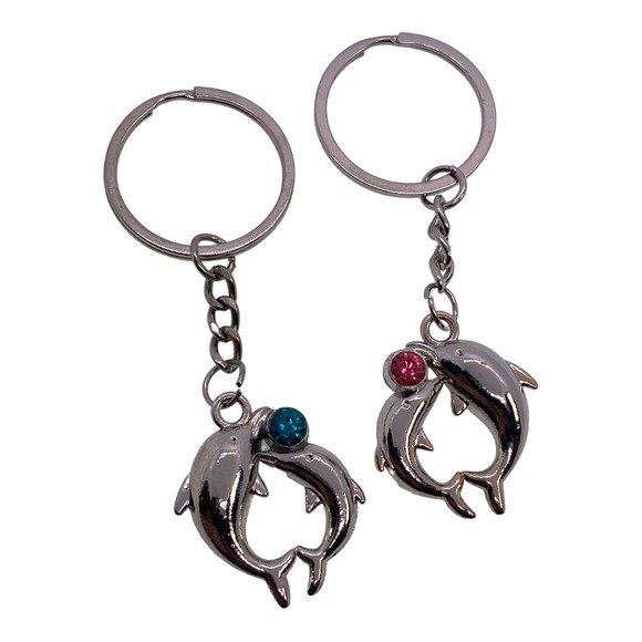 His Hers Couples Boyfriend Girlfriend Husband Wife DOLPHINS Key Ring Set - Picture 1 of 5